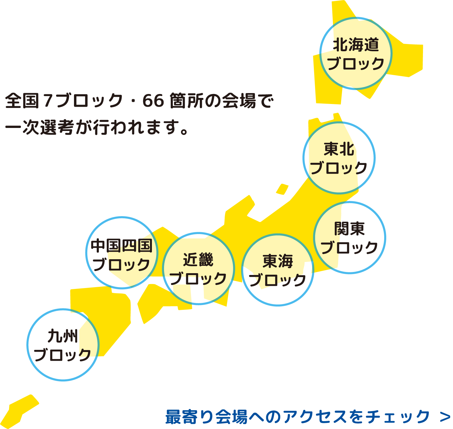 全国の一次選考会場